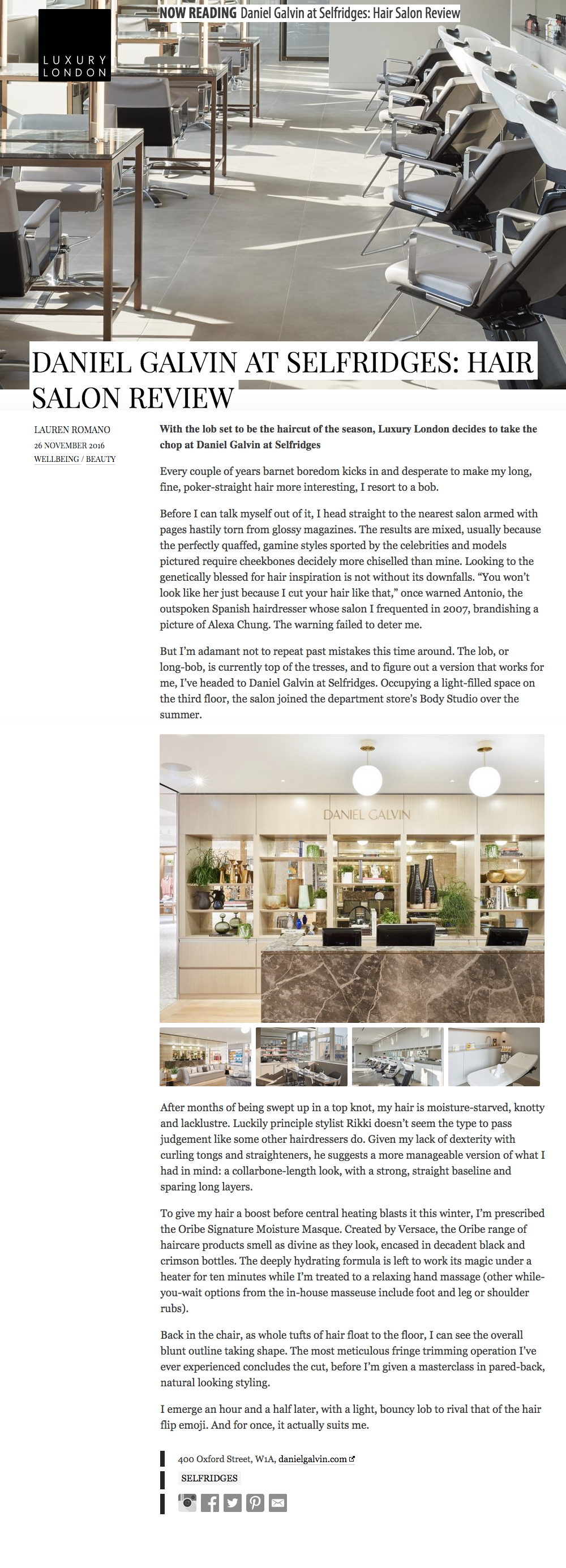 luxury london selfridges salon review